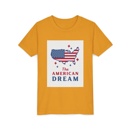Youth Tee — "The American Dream" USA Flag Map Patriotic Kids T-Shirt