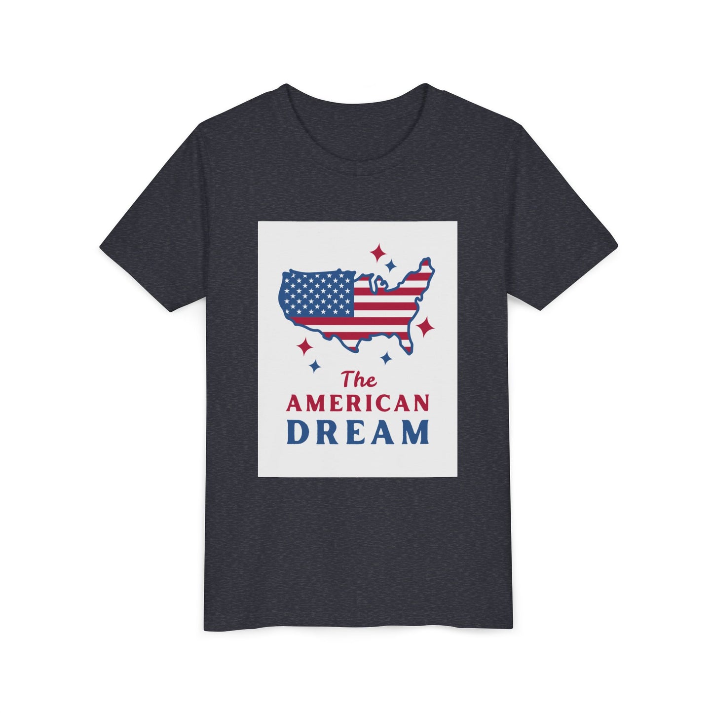 Youth Tee — "The American Dream" USA Flag Map Patriotic Kids T-Shirt