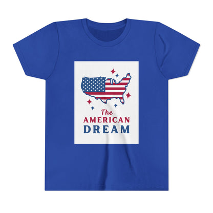 Youth Tee — "The American Dream" USA Flag Map Patriotic Kids T-Shirt