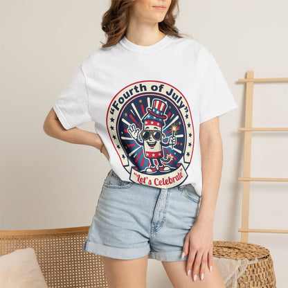 Fourth of July T-Shirt — ‘Let’s Celebrate’ Patriotic Firecracker Tee