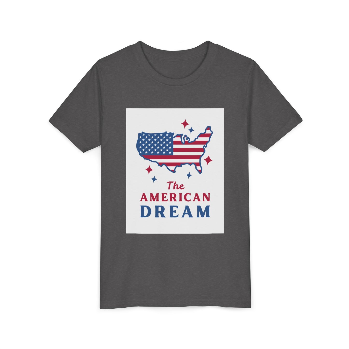 Youth Tee — "The American Dream" USA Flag Map Patriotic Kids T-Shirt