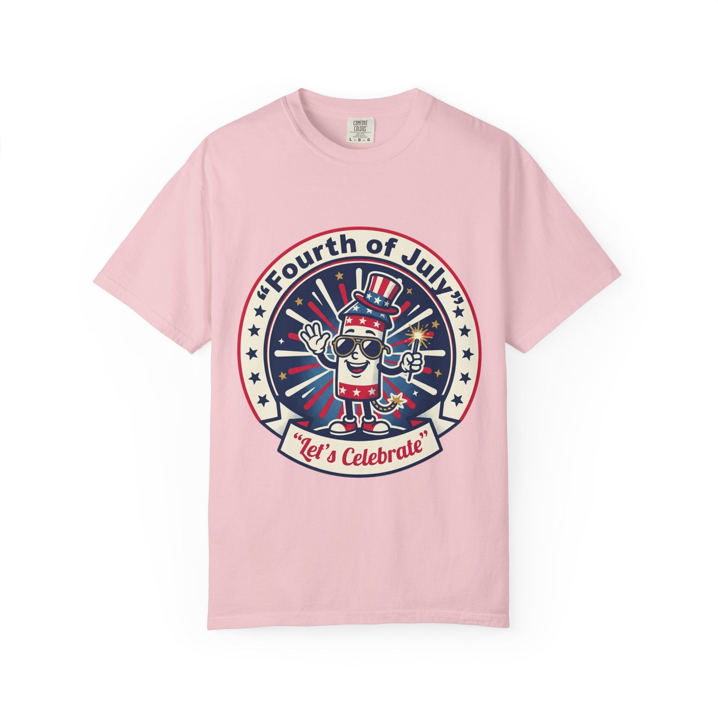 Fourth of July T-Shirt — ‘Let’s Celebrate’ Patriotic Firecracker Tee