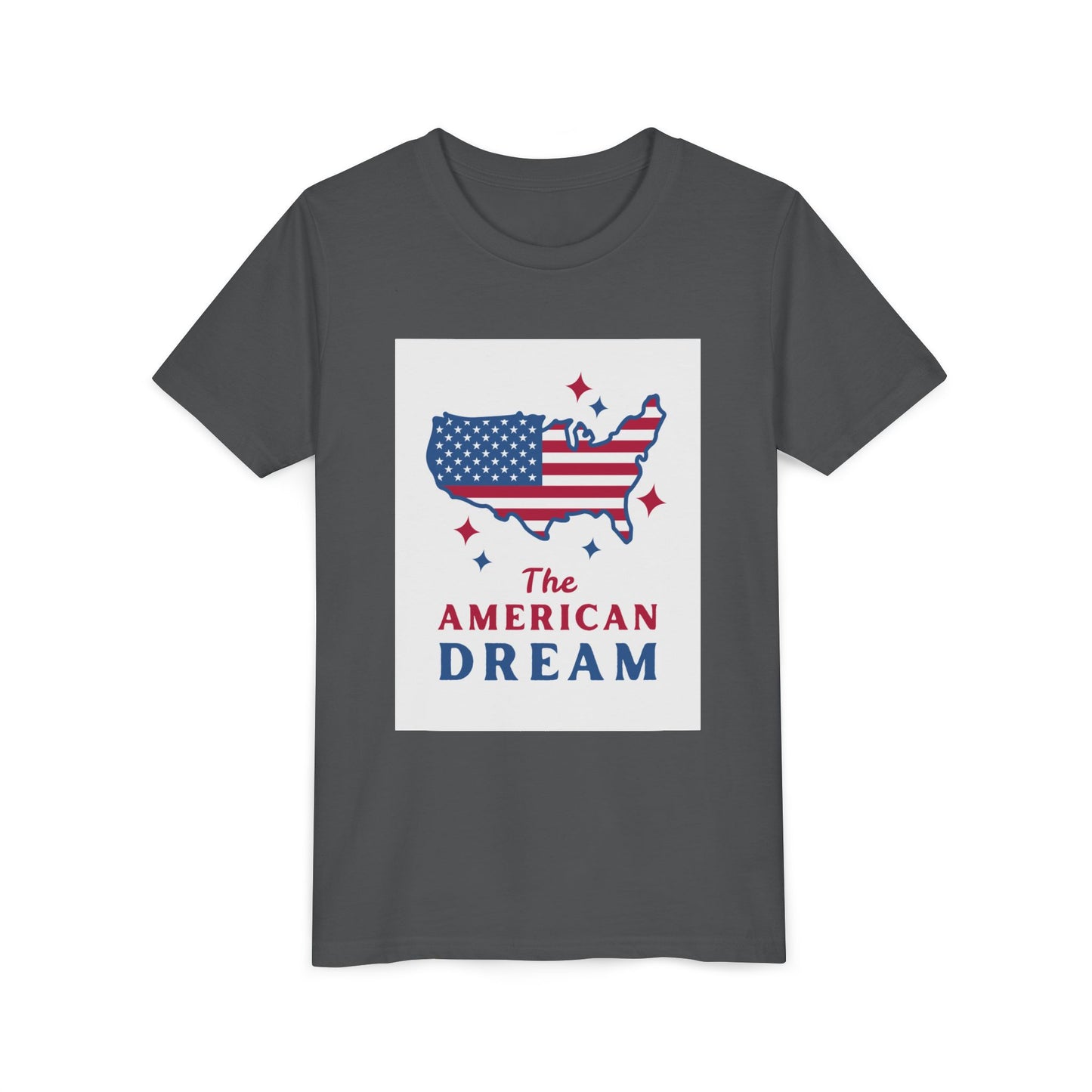 Youth Tee — "The American Dream" USA Flag Map Patriotic Kids T-Shirt