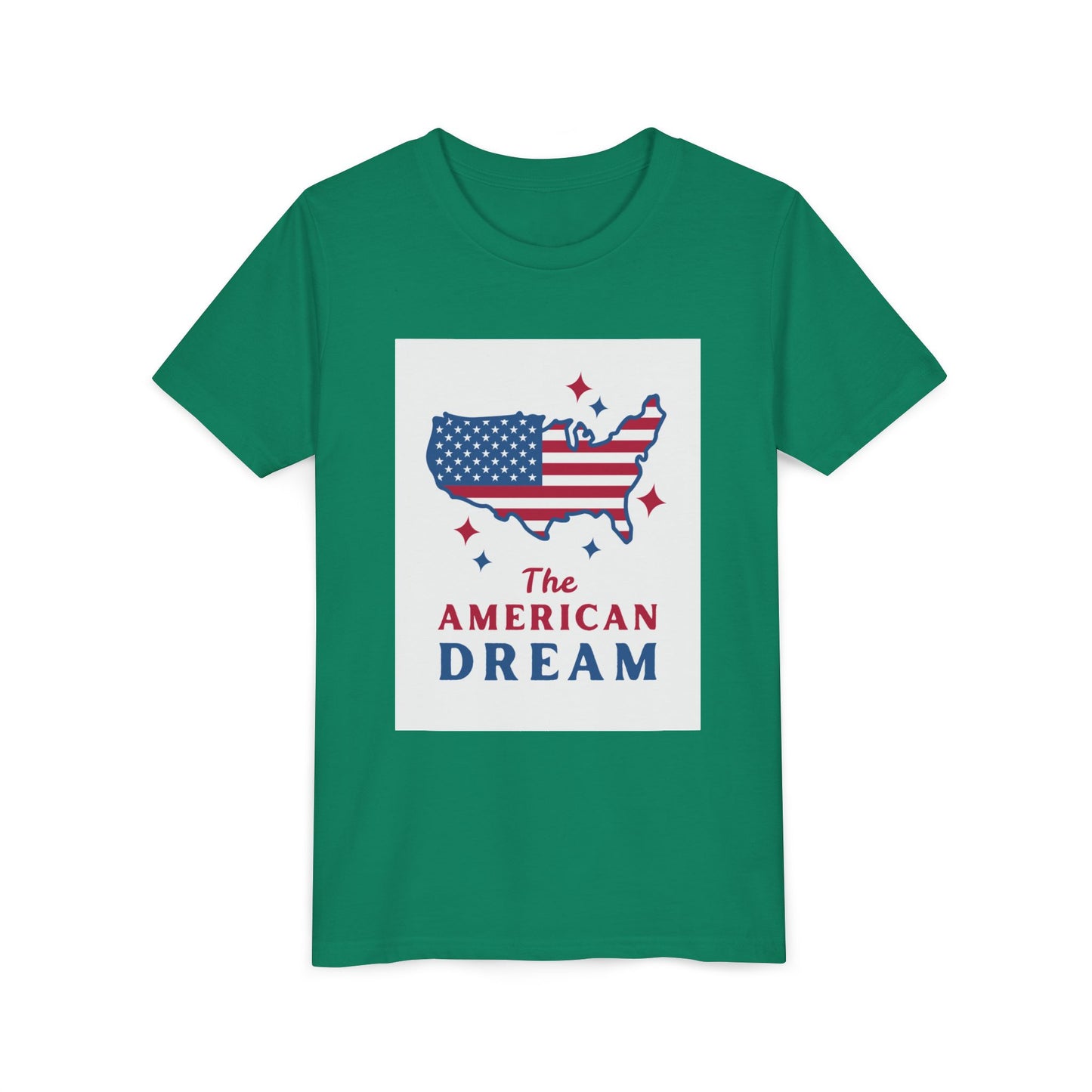 Youth Tee — "The American Dream" USA Flag Map Patriotic Kids T-Shirt