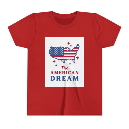 Youth Tee — "The American Dream" USA Flag Map Patriotic Kids T-Shirt