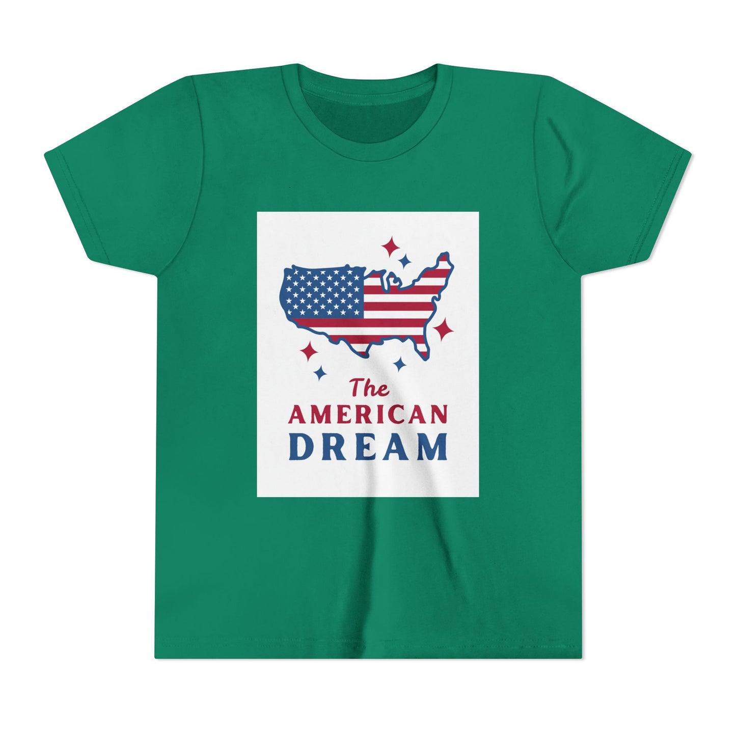 Youth Tee — "The American Dream" USA Flag Map Patriotic Kids T-Shirt