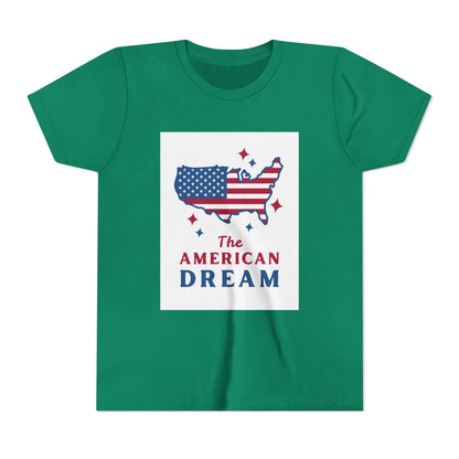 Youth Tee — "The American Dream" USA Flag Map Patriotic Kids T-Shirt