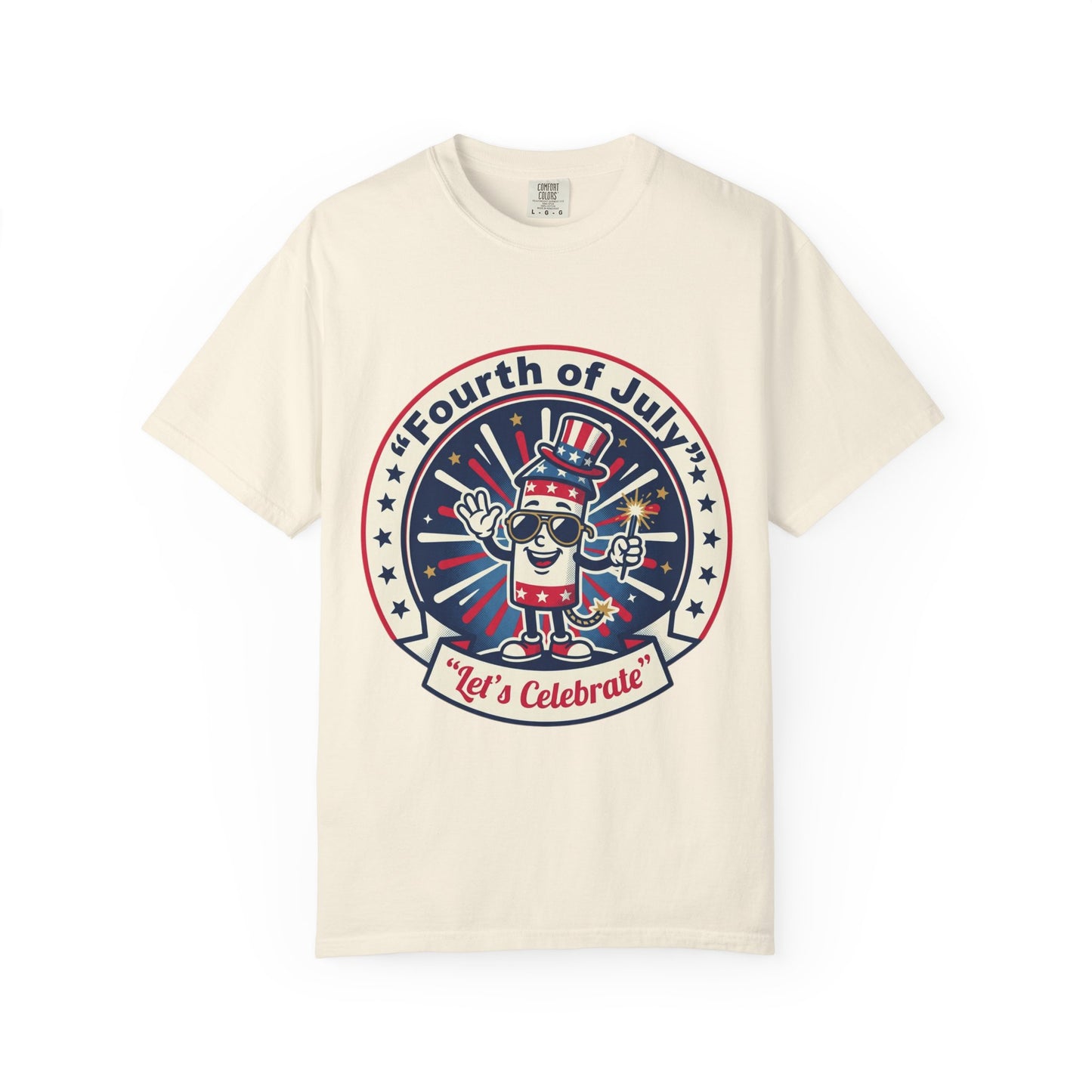 Fourth of July T-Shirt — ‘Let’s Celebrate’ Patriotic Firecracker Tee