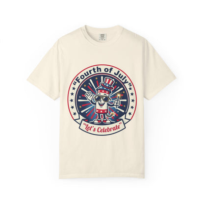 Fourth of July T-Shirt — ‘Let’s Celebrate’ Patriotic Firecracker Tee