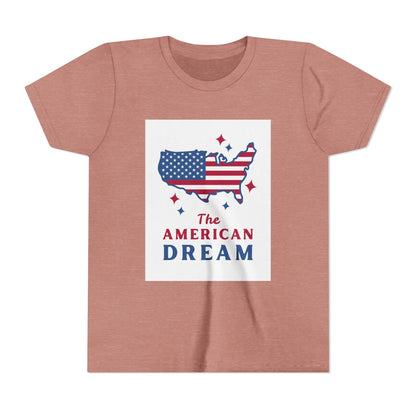 Youth Tee — "The American Dream" USA Flag Map Patriotic Kids T-Shirt