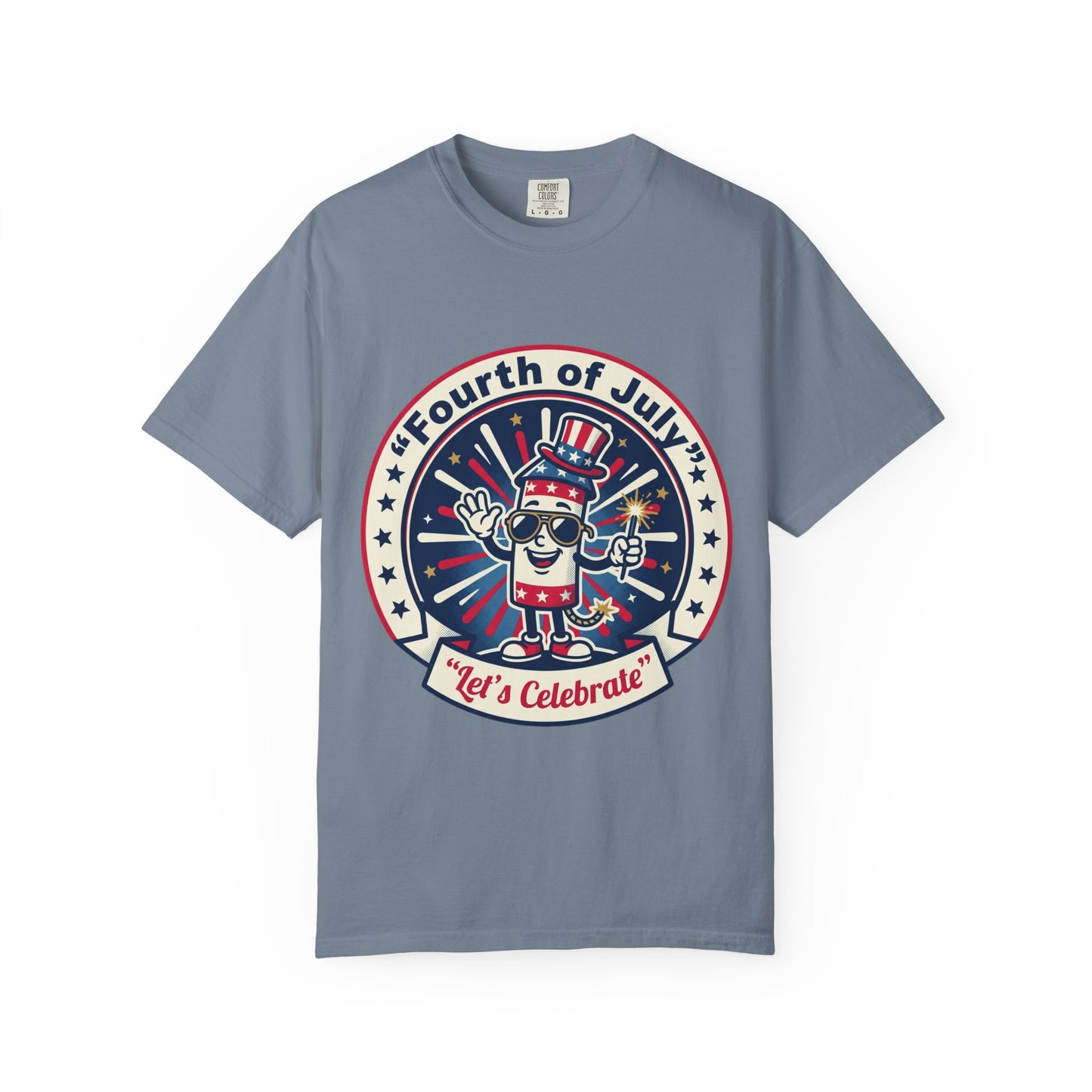 Fourth of July T-Shirt — ‘Let’s Celebrate’ Patriotic Firecracker Tee