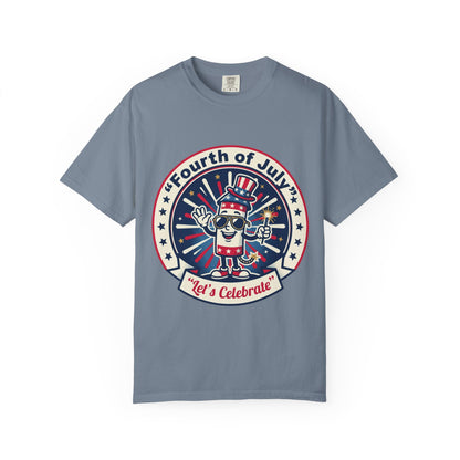 Fourth of July T-Shirt — ‘Let’s Celebrate’ Patriotic Firecracker Tee