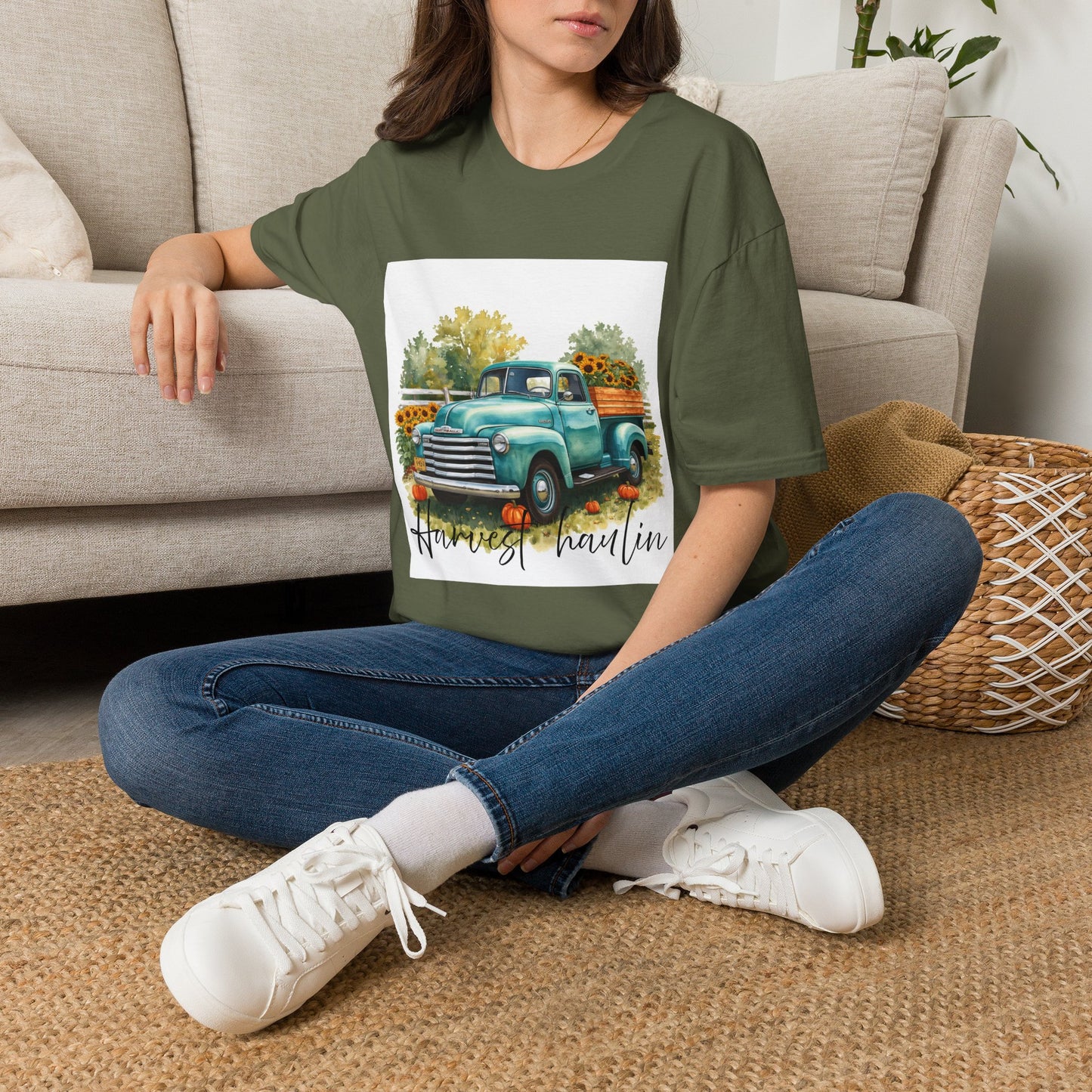 Vintage Truck with Sunflowers T‑Shirt — 'Harvest Haulin' Floral Farm Tee