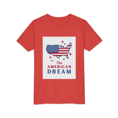 Youth Tee — "The American Dream" USA Flag Map Patriotic Kids T-Shirt