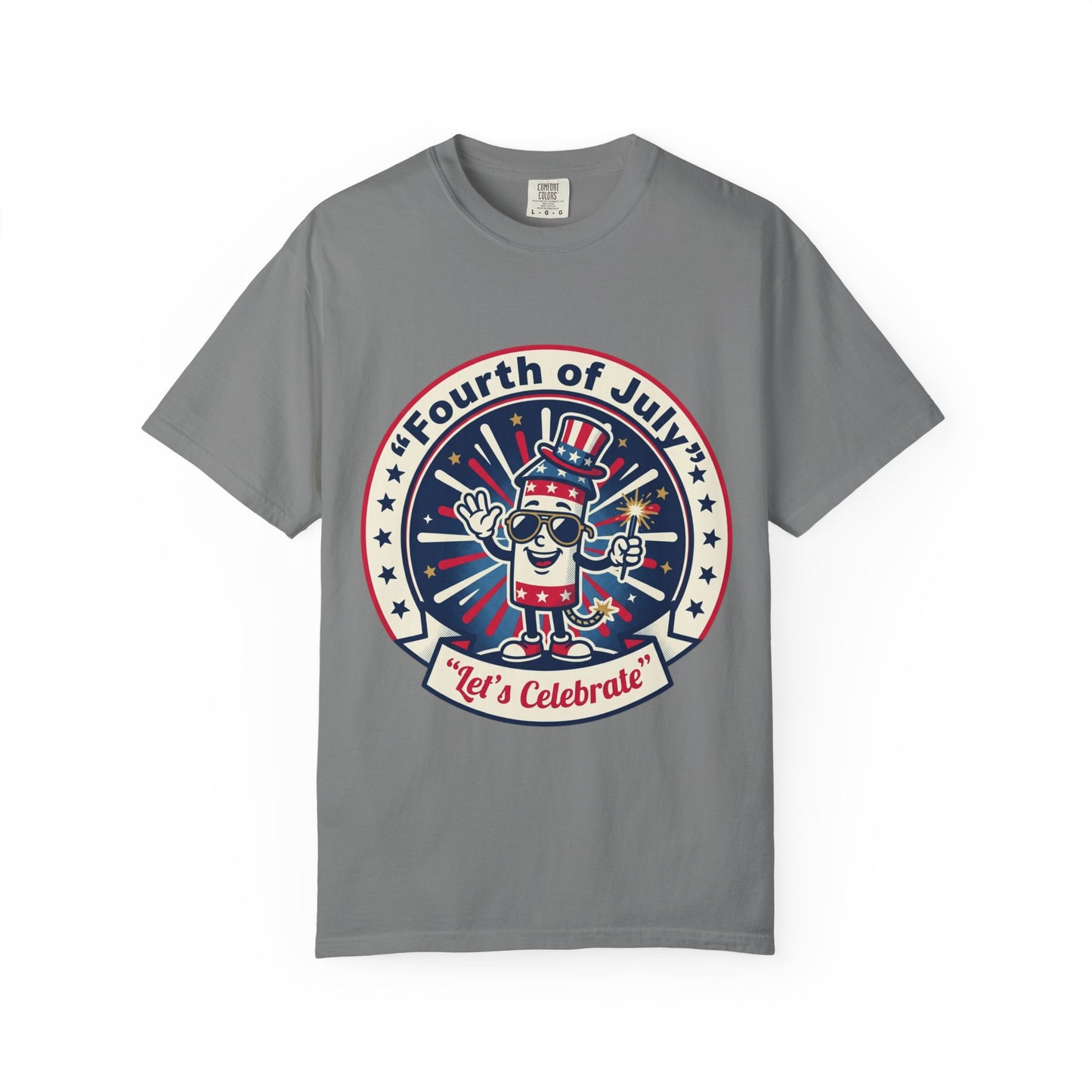 Fourth of July T-Shirt — ‘Let’s Celebrate’ Patriotic Firecracker Tee