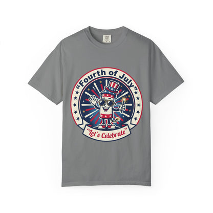 Fourth of July T-Shirt — ‘Let’s Celebrate’ Patriotic Firecracker Tee