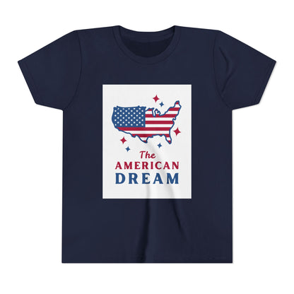 Youth Tee — "The American Dream" USA Flag Map Patriotic Kids T-Shirt