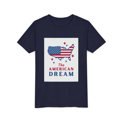 Youth Tee — "The American Dream" USA Flag Map Patriotic Kids T-Shirt