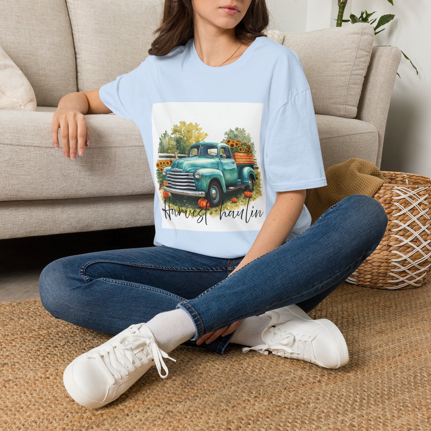 Vintage Truck with Sunflowers T‑Shirt — 'Harvest Haulin' Floral Farm Tee