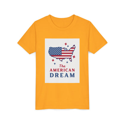 Youth Tee — "The American Dream" USA Flag Map Patriotic Kids T-Shirt
