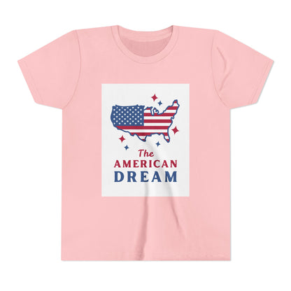 Youth Tee — "The American Dream" USA Flag Map Patriotic Kids T-Shirt