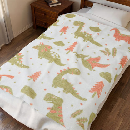Dino Snuggle Velveteen Plush Blanket — Soft Kids Dinosaur Throw