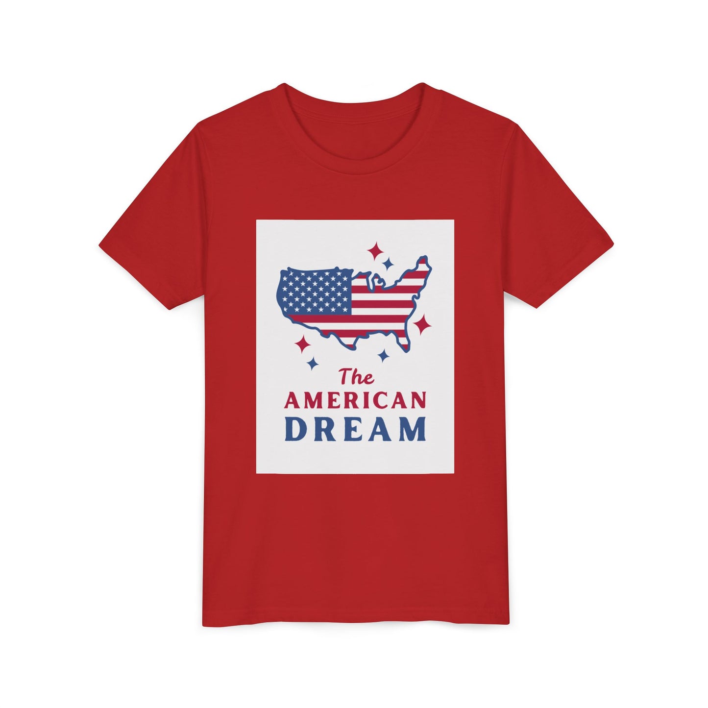 Youth Tee — "The American Dream" USA Flag Map Patriotic Kids T-Shirt