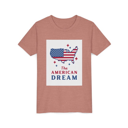 Youth Tee — "The American Dream" USA Flag Map Patriotic Kids T-Shirt
