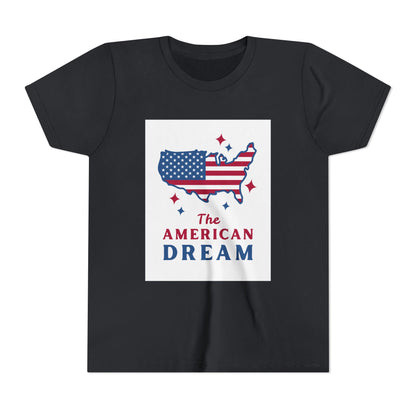 Youth Tee — "The American Dream" USA Flag Map Patriotic Kids T-Shirt