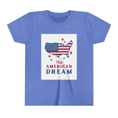 Youth Tee — "The American Dream" USA Flag Map Patriotic Kids T-Shirt