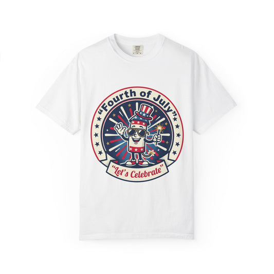 Fourth of July T-Shirt — ‘Let’s Celebrate’ Patriotic Firecracker Tee