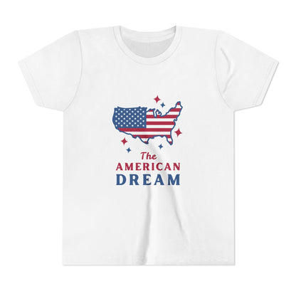 Youth Tee — "The American Dream" USA Flag Map Patriotic Kids T-Shirt