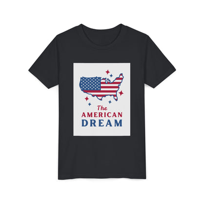 Youth Tee — "The American Dream" USA Flag Map Patriotic Kids T-Shirt
