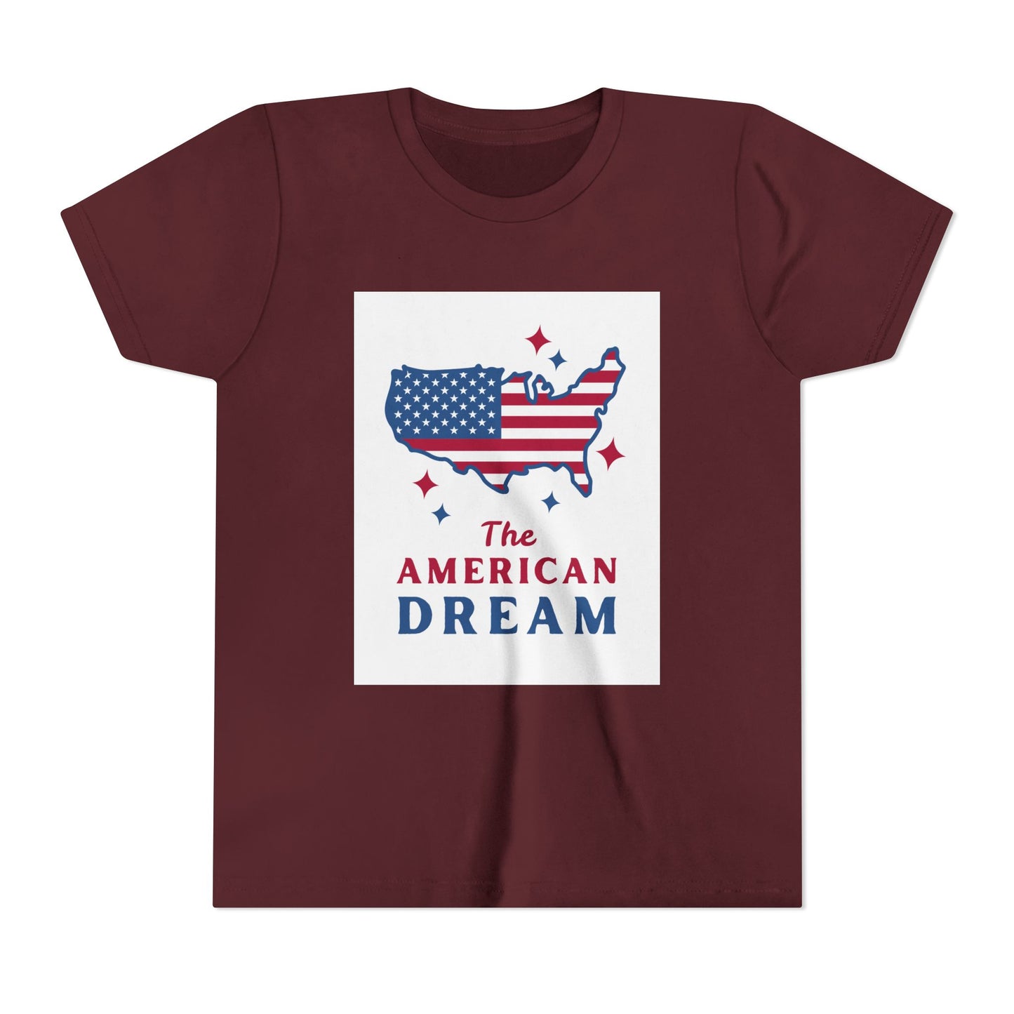 Youth Tee — "The American Dream" USA Flag Map Patriotic Kids T-Shirt