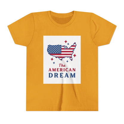 Youth Tee — "The American Dream" USA Flag Map Patriotic Kids T-Shirt