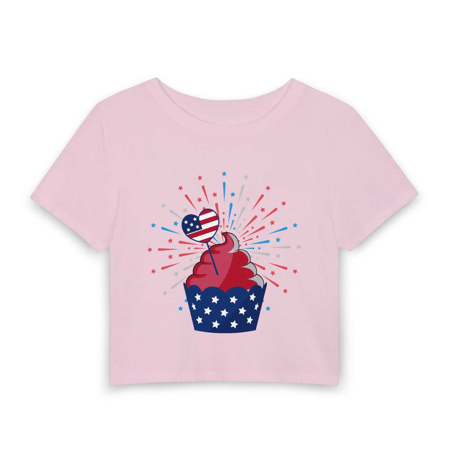 Patriotic Cupcake Women's Baby Tee — 4th of July Stars & Stripes