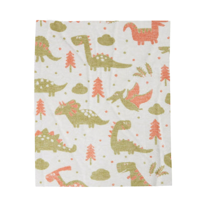 Dino Snuggle Velveteen Plush Blanket — Soft Kids Dinosaur Throw