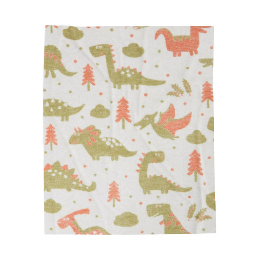 Dino Snuggle Velveteen Plush Blanket — Soft Kids Dinosaur Throw