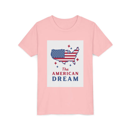 Youth Tee — "The American Dream" USA Flag Map Patriotic Kids T-Shirt