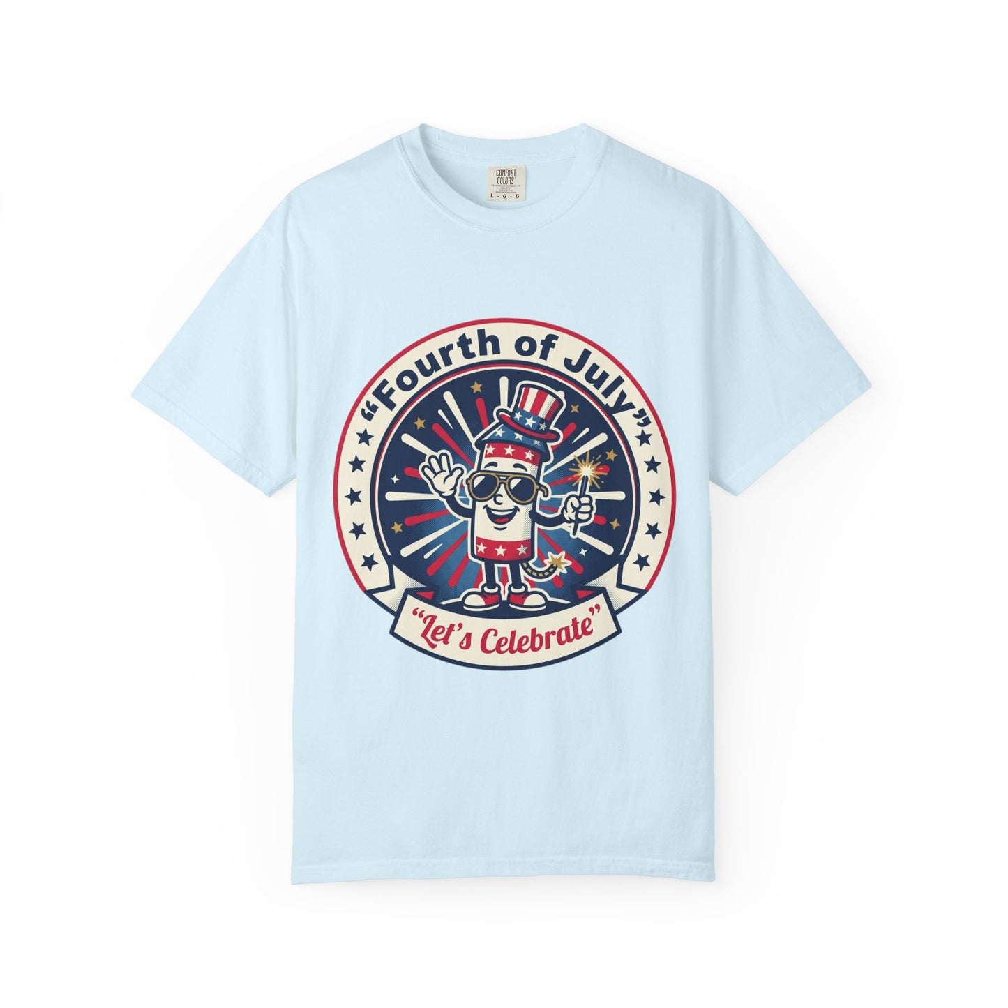 Fourth of July T-Shirt — ‘Let’s Celebrate’ Patriotic Firecracker Tee