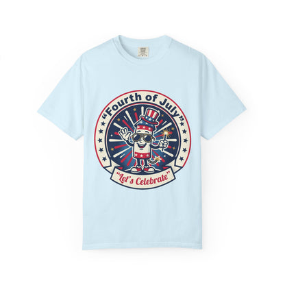 Fourth of July T-Shirt — ‘Let’s Celebrate’ Patriotic Firecracker Tee