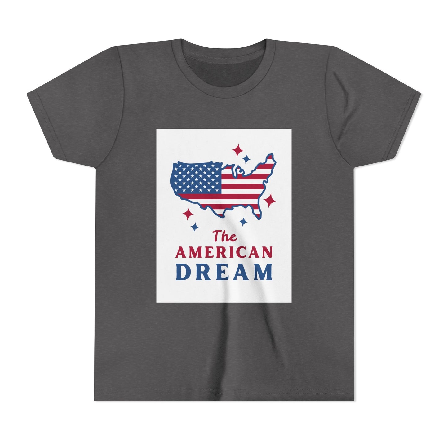 Youth Tee — "The American Dream" USA Flag Map Patriotic Kids T-Shirt