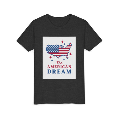 Youth Tee — "The American Dream" USA Flag Map Patriotic Kids T-Shirt