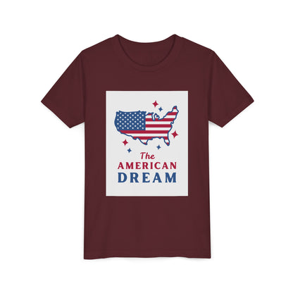 Youth Tee — "The American Dream" USA Flag Map Patriotic Kids T-Shirt