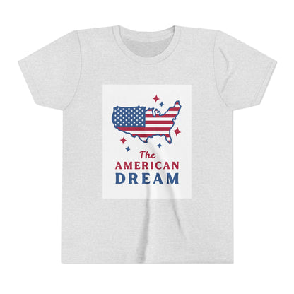 Youth Tee — "The American Dream" USA Flag Map Patriotic Kids T-Shirt